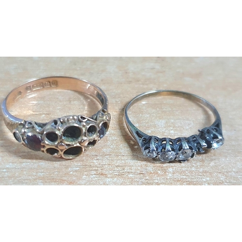 19 - Two 9ct gold rings, both with stones missing (a/f),

2.9 grams gross