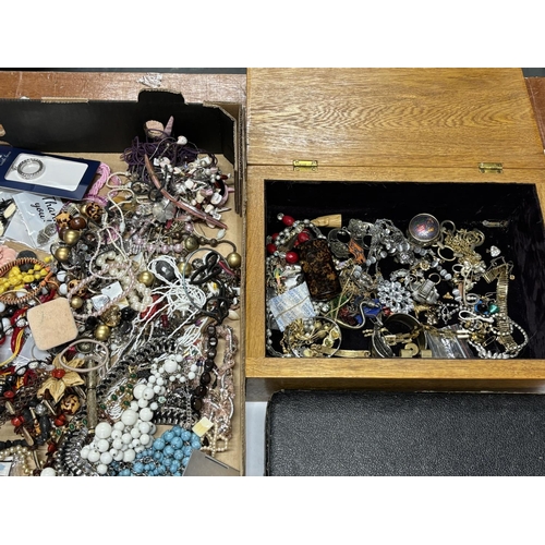 26 - Box of costume with another box of costume jewellery