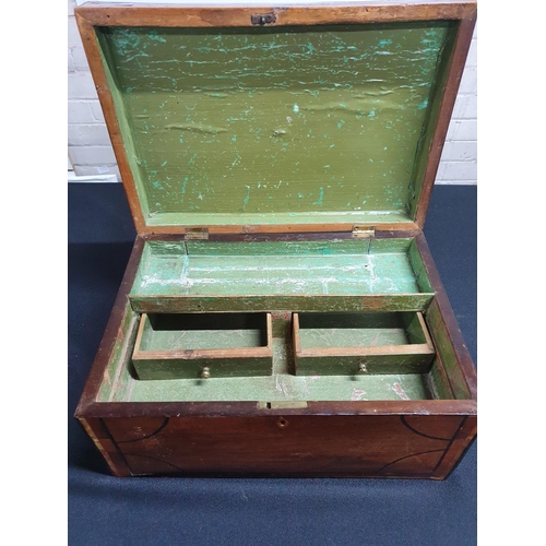 39 - Fine quality inlaid Victorian sewing box with side compartments at either end