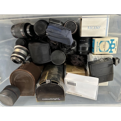 47 - Box of camera lens and accessories