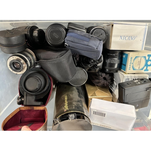 47 - Box of camera lens and accessories