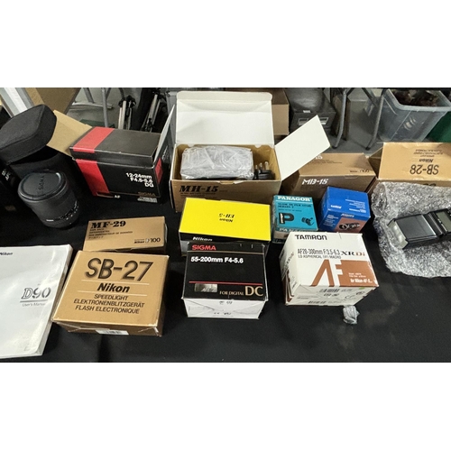 49 - Large collection of camera equipment mainly boxed including 2 Boxed Nikon cameras