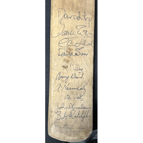 62 - Signed Football with signed Lancashire C C cricket bat from the 1970s including Barry Wood, Clive Ll... 