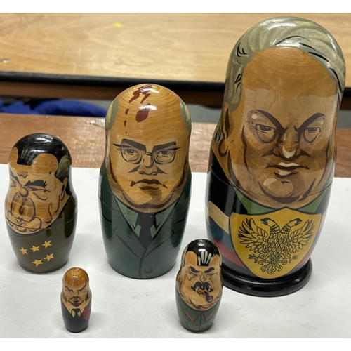 82 - Five Russian Matryoshka dolls, all of former Russian presidents (5)