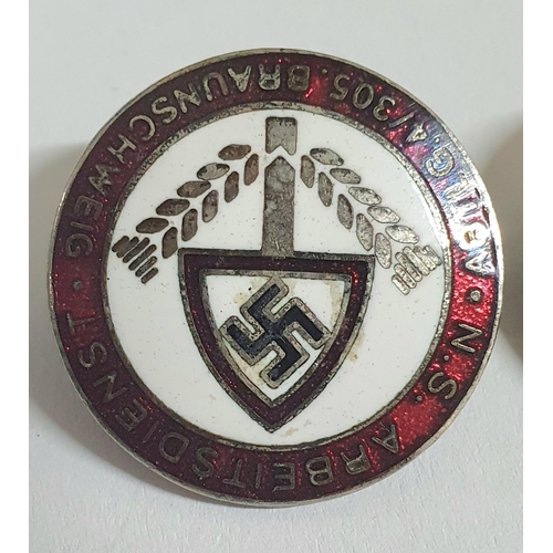 170 - Two original German NAZI party lapel badges, one marked verso with  with the round “RZM” logo of the... 