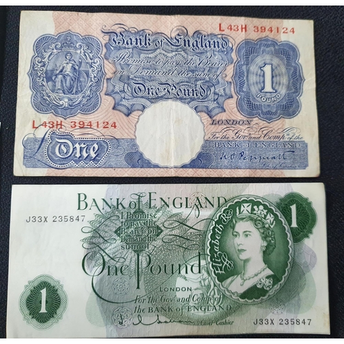 210 - Collection of 9 British QEII bank notes to include 1 x Gill £5 blue, £1 Peppiatt blue, 2 x 10 shilli... 