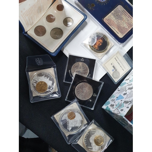 215 - Box containing British, European and American later 20thC collectors coins etc (Qty)