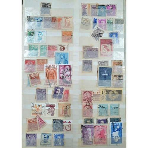 243 - Blue and red stock books both containing 20thC world mint and mainly used stamps, good section of Co... 