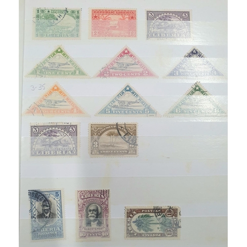 244 - Blue and green stock books both containing 20thC world mint and mainly used stamps, good section of ... 