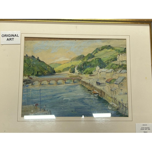 76 - Two James Heseldin (1887-1969) British Harbour scene watercolours, both framed