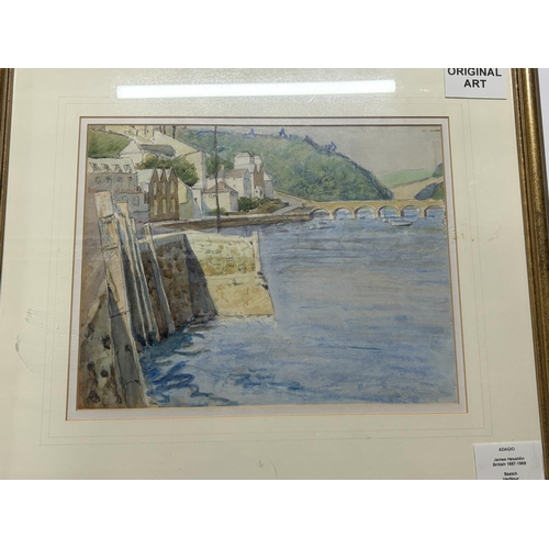 76 - Two James Heseldin (1887-1969) British Harbour scene watercolours, both framed