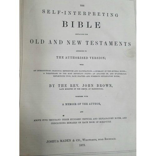 160A - Large 1873 family bible with brass clasp (a/f) together with 7 smaller antique prayer books, some Sc... 