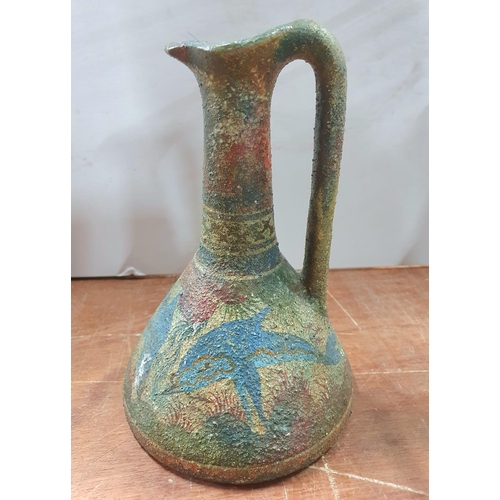 228A - Moan style ancient looking painted stoneware vase