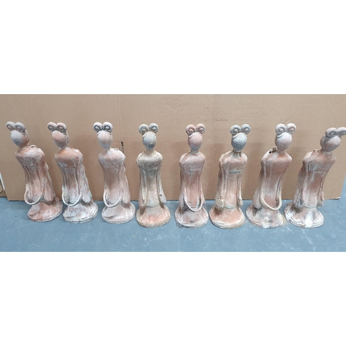 447A - Eight tall Chinese terracotta ladies (8)

Each lady is approx 40cm tall