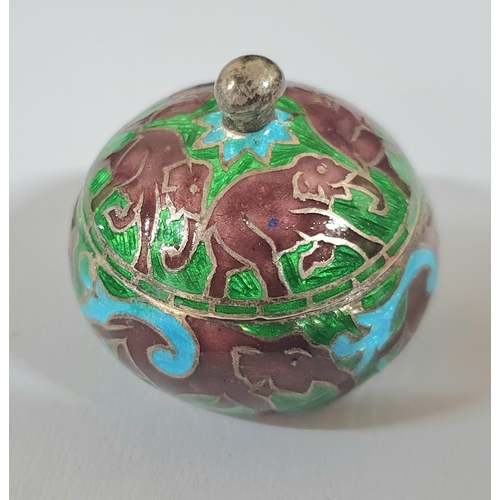 6 - Enameled silver lidded pill box stamped 925