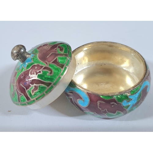 6 - Enameled silver lidded pill box stamped 925