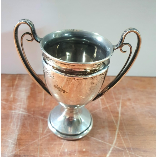 9 - Small silver 2-handled gold trophy for Mansfield & District 1937 cup, Sheffield 1929,

46 grams