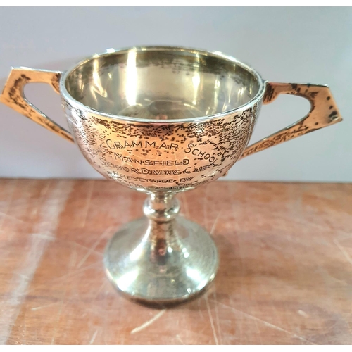 10 - Sheffield silver trophy inscribed to Mansfield boys grammar school, 1925,

approx 70 grams