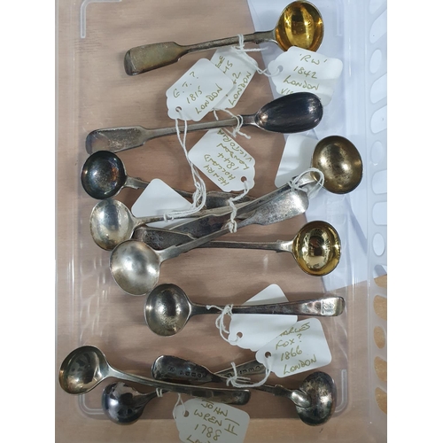 17 - Collection of 11 Georgian & silver salt spoons etc (11)

95 grams