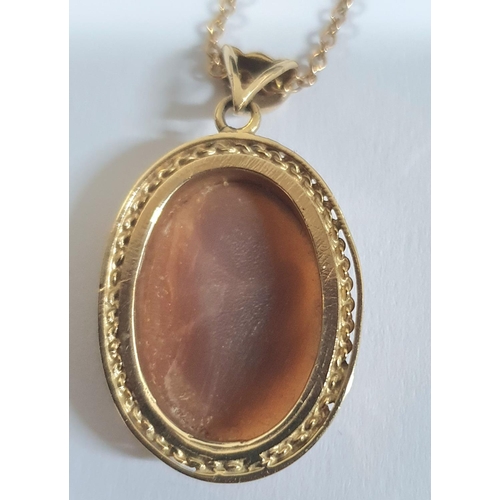 40 - 9ct gold mounted carved shell cameo pendant suspended from a fine 9ct gold,

4.5 grams gross        ... 