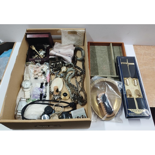 54 - Collection of various costume jewellery including a hallmarked Silver tie-pin and a 925 Silver brace... 