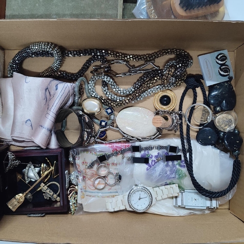 54 - Collection of various costume jewellery including a hallmarked Silver tie-pin and a 925 Silver brace... 