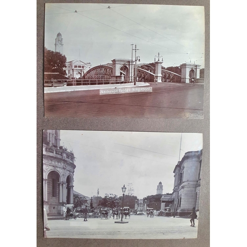 72 - Old black & white photograph album filled with photographs showing Singapore, Malasia and Bagdad