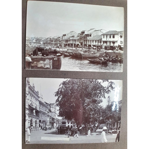 72 - Old black & white photograph album filled with photographs showing Singapore, Malasia and Bagdad