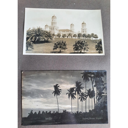 72 - Old black & white photograph album filled with photographs showing Singapore, Malasia and Bagdad