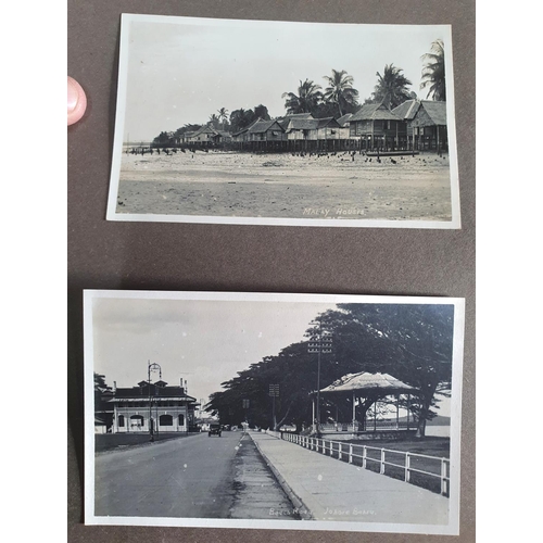 72 - Old black & white photograph album filled with photographs showing Singapore, Malasia and Bagdad