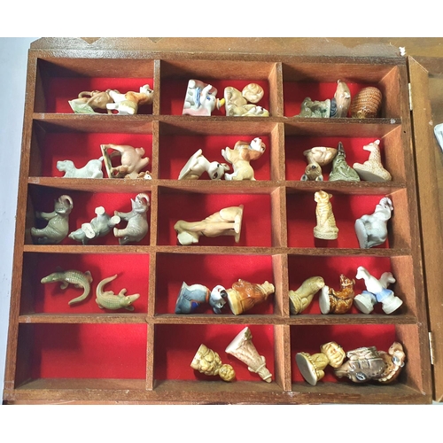 80 - Small display cabinet containing Wade figurines etc