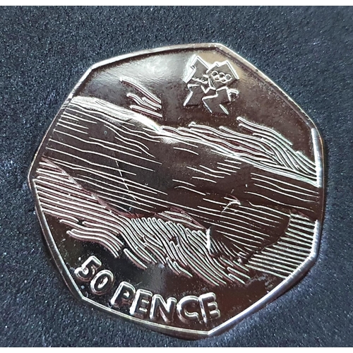 85 - Possibly a rare trial/proof 2011 London 2012 Olympic 50p Swimming coin with lines across the face bu... 