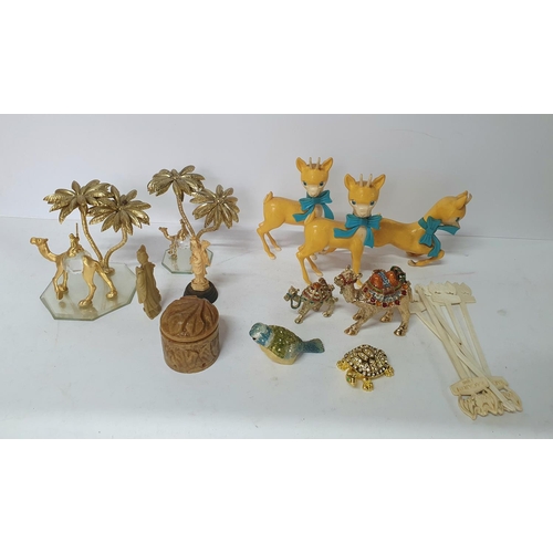 107 - Quantity of good quality collectables to include 3 1970s Babycham Deer, 4 metal & enamal ornaments, ... 