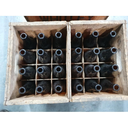 113 - Two early/mid 20thC Greenall Whitley wooden bottle boxes complete with empty beer bottles