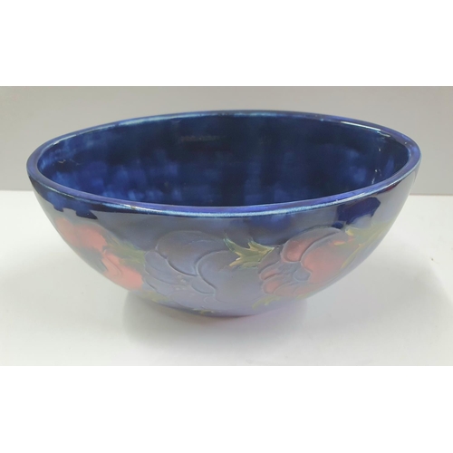 169 - Mid 20thC old Moorcroft Anemone pattern oval bowl with old paper label to base,

16cm long x 9cm tal... 