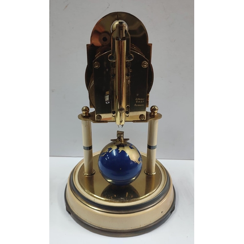 179 - A stunning Kaiser glass domed 400 day Astral Moon Roller dial torsion clock with terrestrial globe, ... 