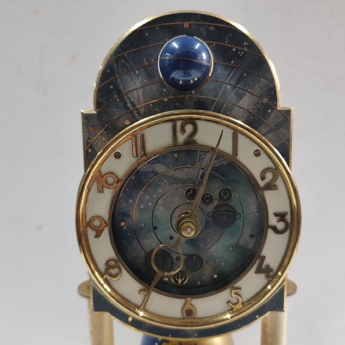 179 - A stunning Kaiser glass domed 400 day Astral Moon Roller dial torsion clock with terrestrial globe, ... 