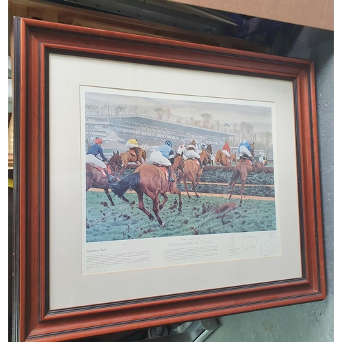 67 - Large Paul Hart jump racing print, signed in pencil 