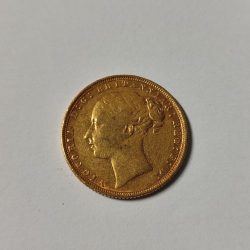 23 - Queen Victorian 1872 young head sovereign, London mint, F-VF condition,

8 grams