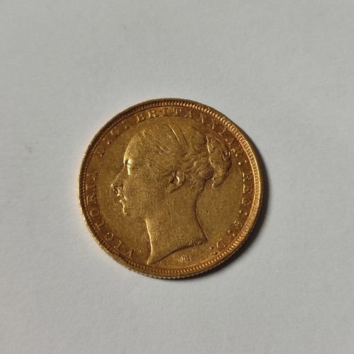 25 - Queen Victorian 1884 young head sovereign, Melbourne mint, F-VF condition,

8 grams