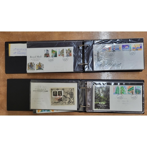 274 - two albums containing first day covers with the brown album containing covers from 1982 - 1987 and t... 