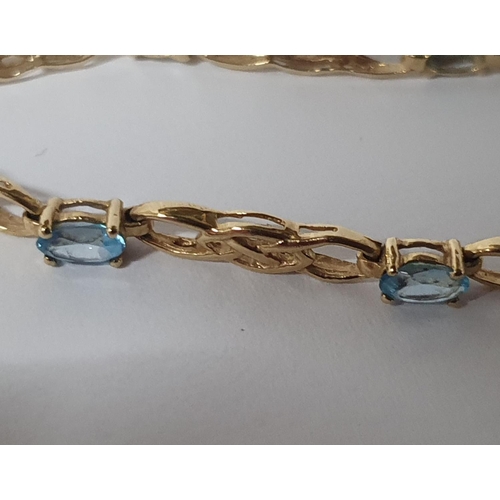 17 - Ladies fully hallmarked 9ct yellow gold bracelet with Aquamarine together with another plain hallmar... 