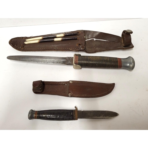 45 - Pair of knives with sheaths including a William Rodgers military knife (2)