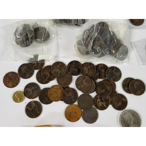 55 - Mixed lot of  Various coins including Queen Victorian pennies and other foreign coins as well as som... 