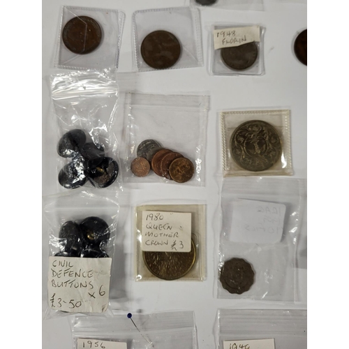 55 - Mixed lot of  Various coins including Queen Victorian pennies and other foreign coins as well as som... 