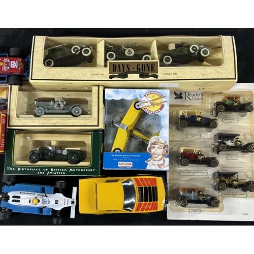 74 - Boxed Days gone cars and a plane with Scalextric cars