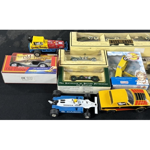 74 - Boxed Days gone cars and a plane with Scalextric cars