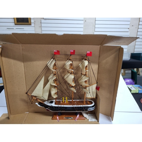 98 - Boxed Model of a Wooden ship named 