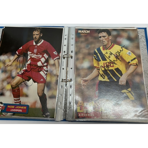 104 - Album of signed footballer pictures including Robbie Fowler, Sol Campbell and Neil Ruddock with a De... 