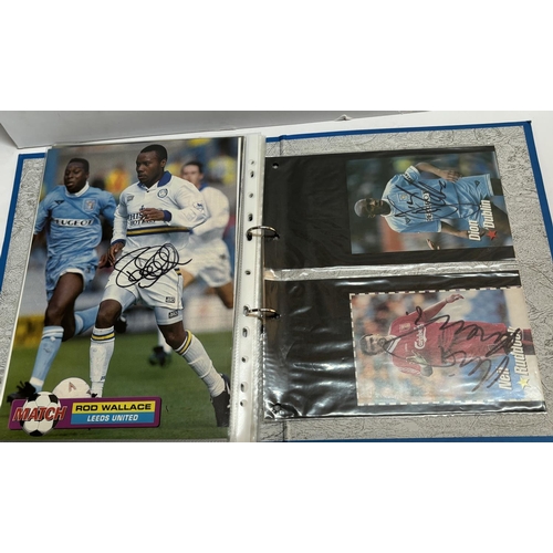 104 - Album of signed footballer pictures including Robbie Fowler, Sol Campbell and Neil Ruddock with a De... 